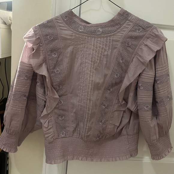 Aritzia/Sunday Best, purple blouse with lace detail, S - Picture 1 of 3